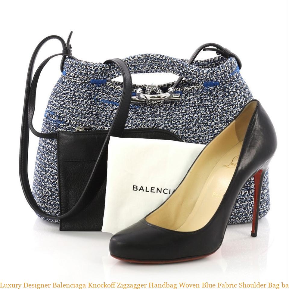 Luxury Designer Balenciaga Knockoff Zigzagger Handbag Woven Blue Fabric Shoulder Bag balenciaga ...